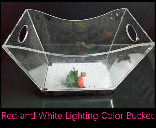 다채로운 빛 및 2개의 손잡이를 가진 주문을 받아서 만들어진 아크릴 투명한 LED 얼음 양동이