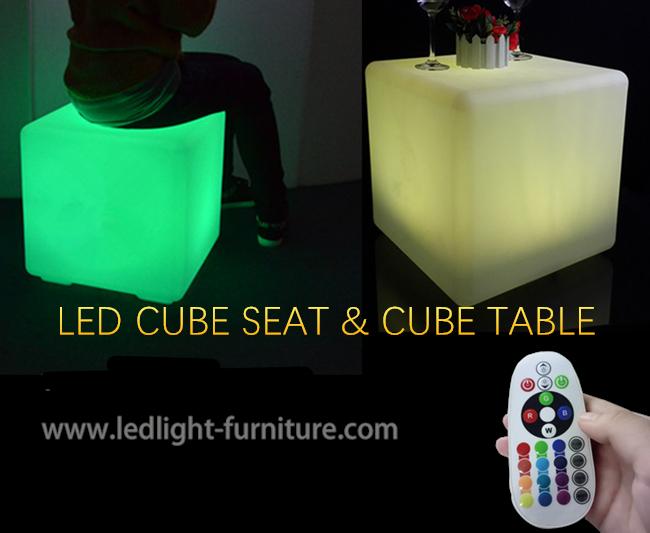 RGB 플라스틱 LED 입방체 원격 제어를 가진 좌석에 의하여 조명되는 나이트 클럽 가구