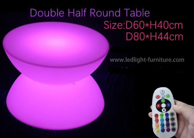 두 배 절반 둥근 빛을내는 커피용 탁자/LED 표시등 막대 테이블 폴리에틸렌 물자