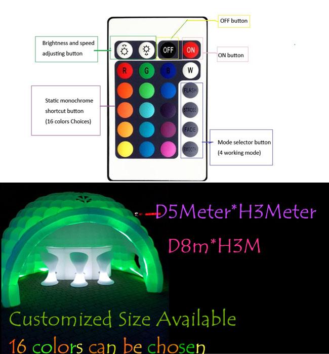 고성능 송풍기에 방수 AC 110V-240V RGB 둥근 팽창식 LED 천막