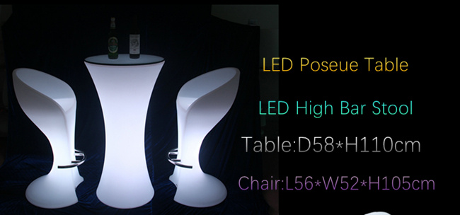 LED 빛 가구, 원격 제어 LED 의자 및 테이블을 바꾸는 색깔