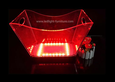중국 다채로운 빛 및 2개의 손잡이를 가진 주문을 받아서 만들어진 아크릴 투명한 LED 얼음 양동이 협력 업체