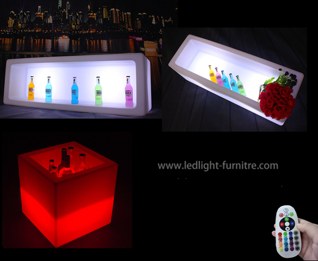 포도주 전시를 위해 변화하는 분명히된 장방형 LED 얼음 양동이 16 색깔
