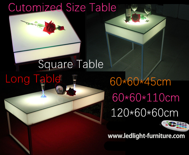 60*60cm 사각에 의하여 주문을 받아서 만들어진 LED 탁자, 휴대용은 막대기 테이블을 불이 켜집니다 