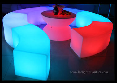 중국 무선 LED 빛 가구 옥외 둥근 모양 LED 점화 벤치 의자 세트 협력 업체